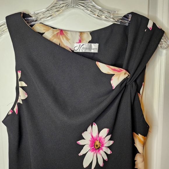 Dressbarn Black Pink Floral Knot Strap Asymmetrical Sleeveless Sheath Dress XS/S - Picture 3 of 14